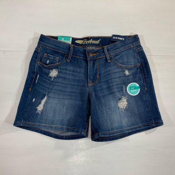 Y2K Old Navy Shorts Women's Size 0 Boyfriend Distressed Mid Rise Casual Summer - Picture 2 of 8